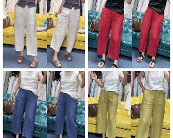 時尚亞麻八分褲