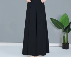 高腰九分闊腿褲